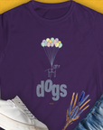Featuring a cute dog with balloons and the word dogs, this funny dog shirt is perfect for any dog person. Designed by Dog Gang.