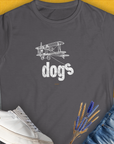 Vintage airplane and dogs text create a dog lovers delight on this minimalistic tee. A dog-themed gem perfect for any dog person. Designed by Dog Gang.