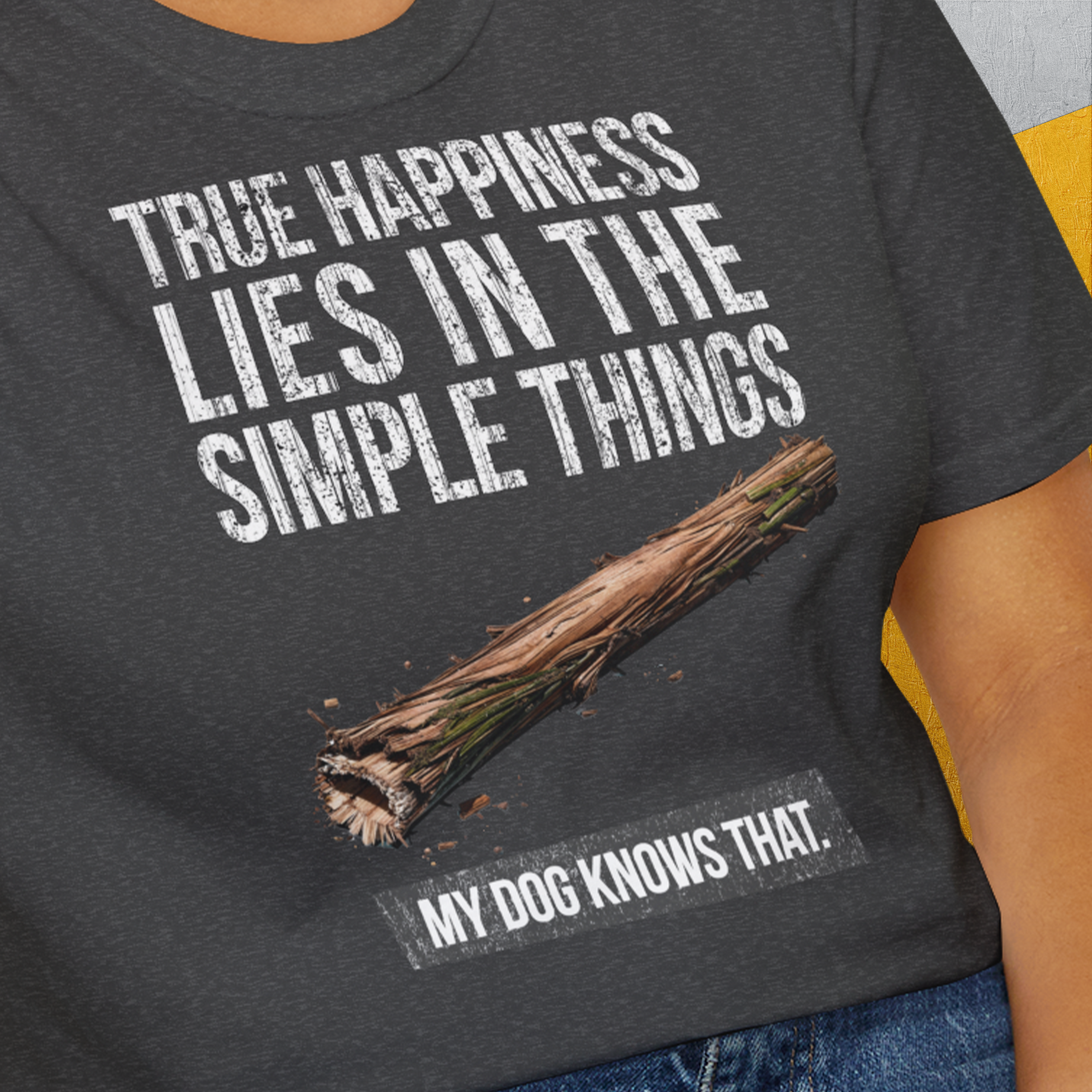 True Happiness Series One, Volume 2, Unisex T-Shirt, lustiger Spruch mit Hund. Für humorvolle Hundefreunde. Design by Dog Gang