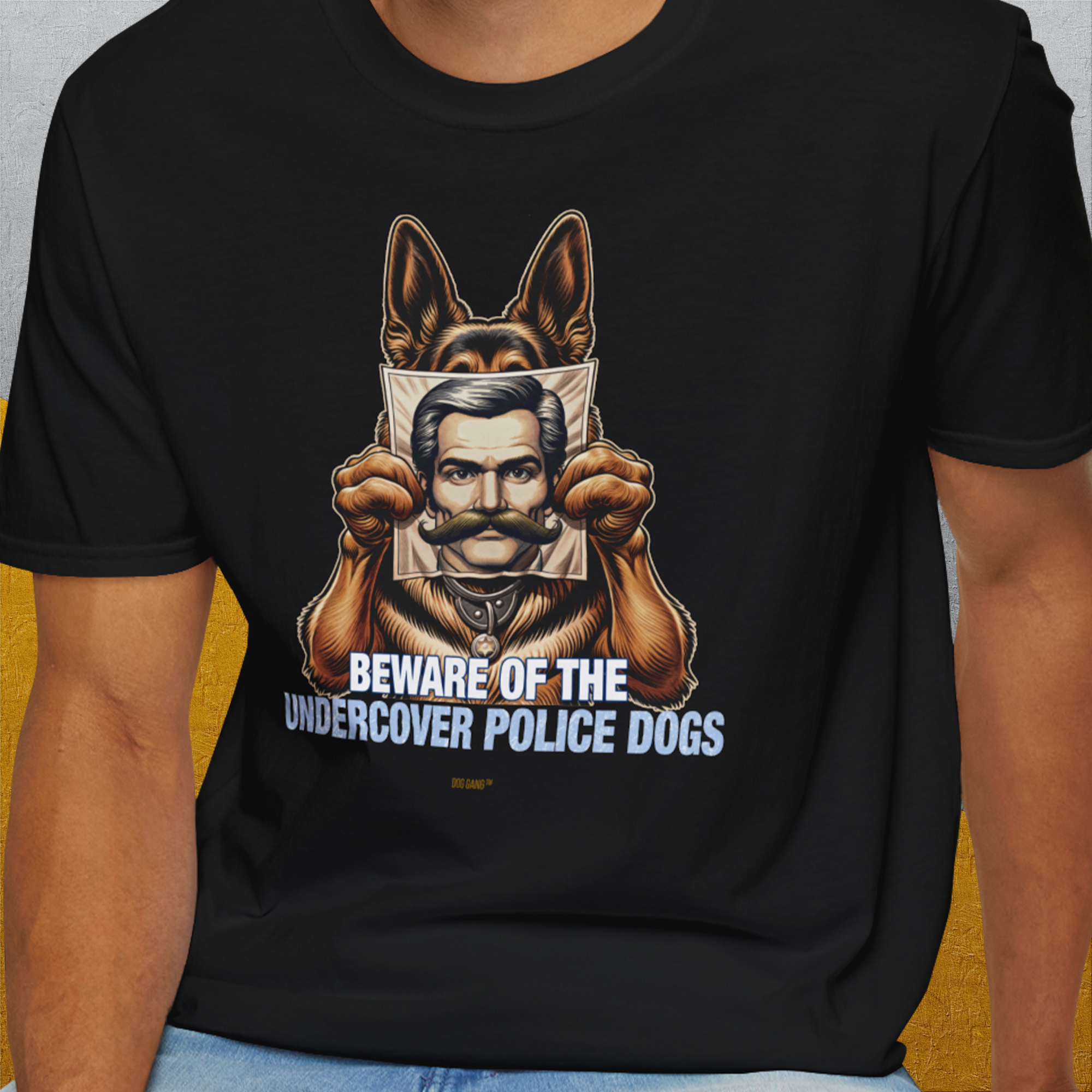 Beware Of The Undercover Police Dogs, Volume 1, Unisex T-Shirt-. For dog lovers and dog owners. Design by Dog Gang