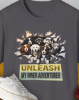 Unleash-Series (My Inner Adventurer), Volume 2, Unisex T-Shirt-Charcoal, Design by Dog Gang