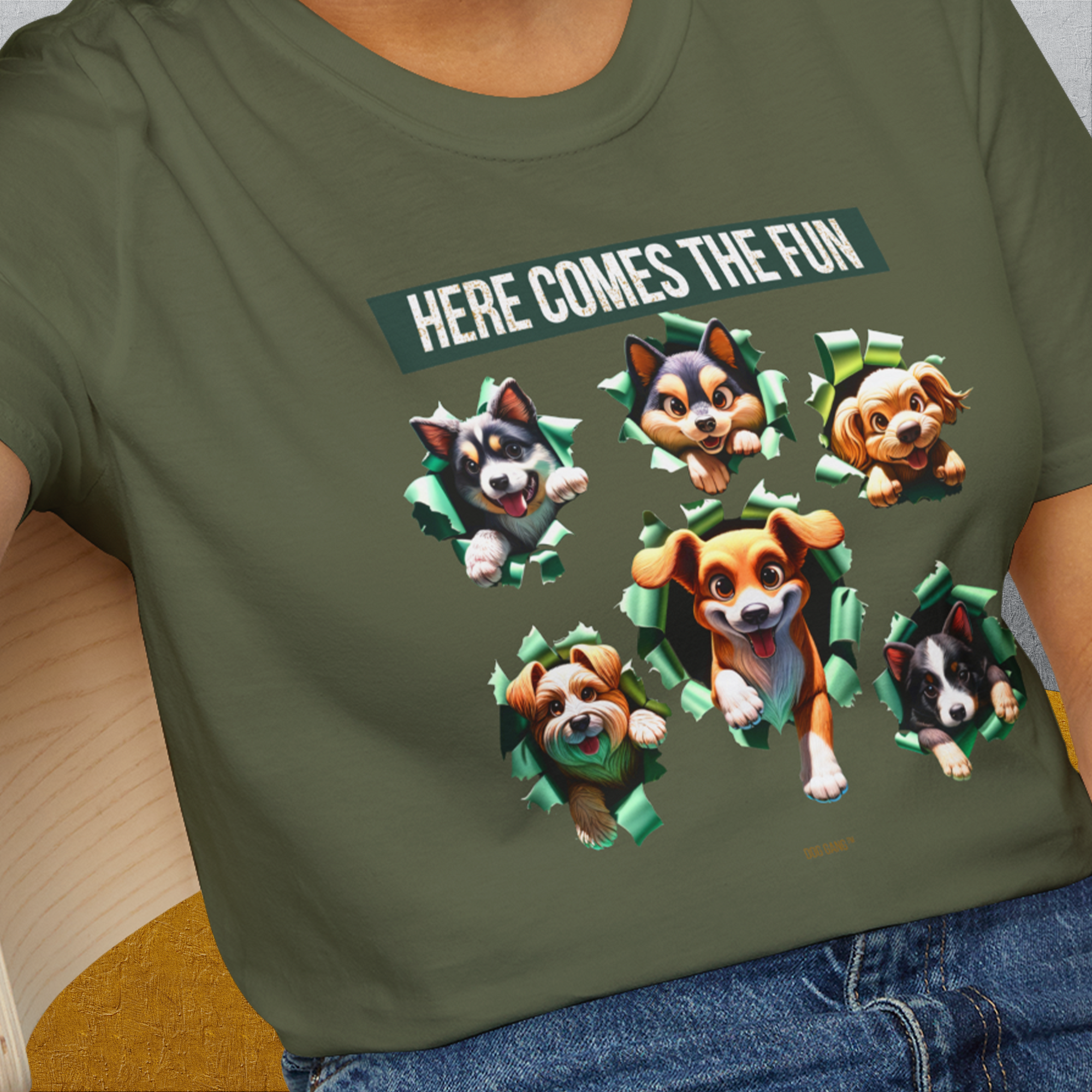 Unleash-Series (Here Comes The Fun), Volume 4, Unisex T-Shirt-, a fun and stylish design for dog lovers from Dog Gang