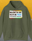 Walking The Dog Series One, Volume 1, Unisex Hoodie-Military Green. A perfect gift for dog lovers and dog owners. Design by Dog Gang