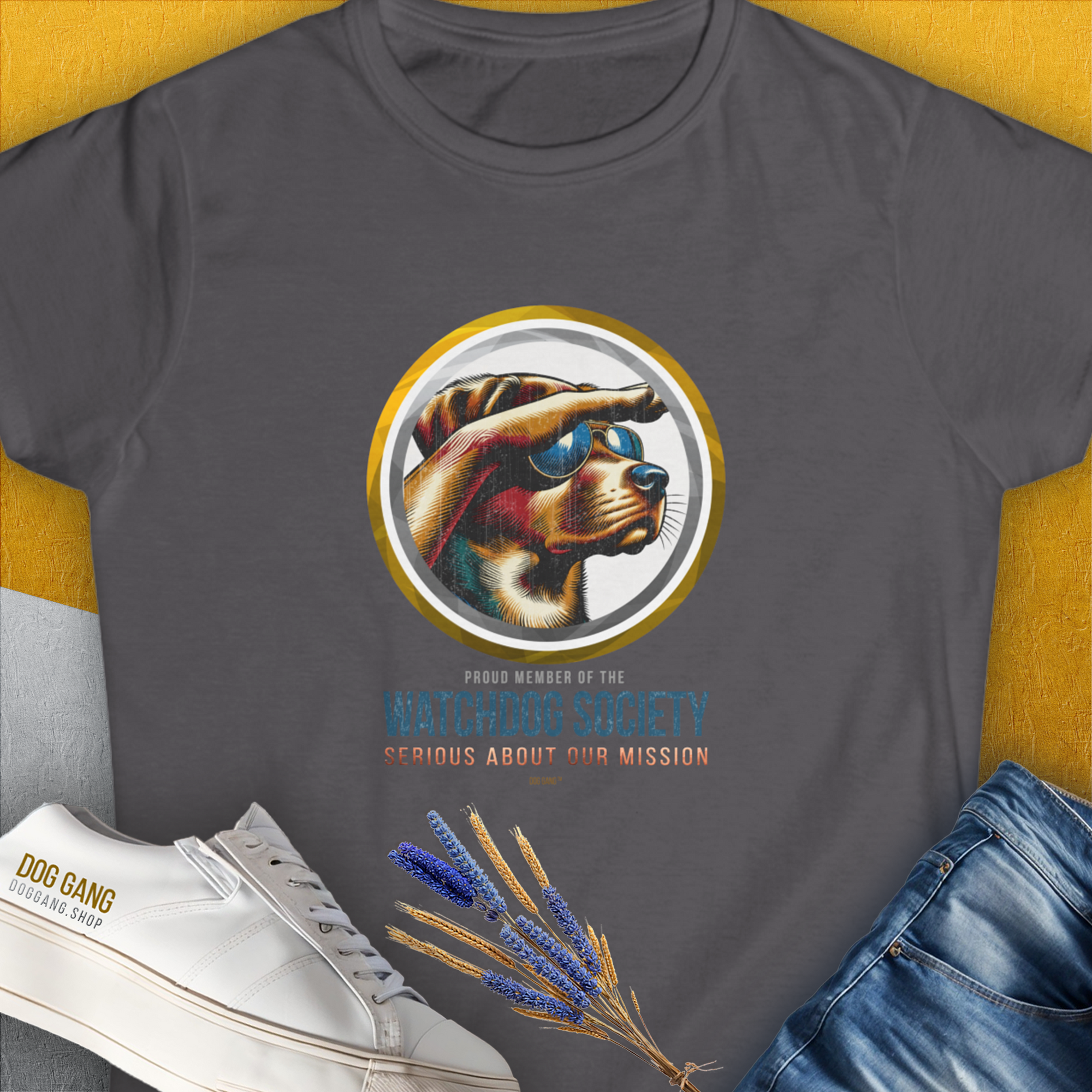 Watchdog Society Series, Volume 1, Women's T-Shirt-Charcoal. A dog-themed Design from Dog Gang