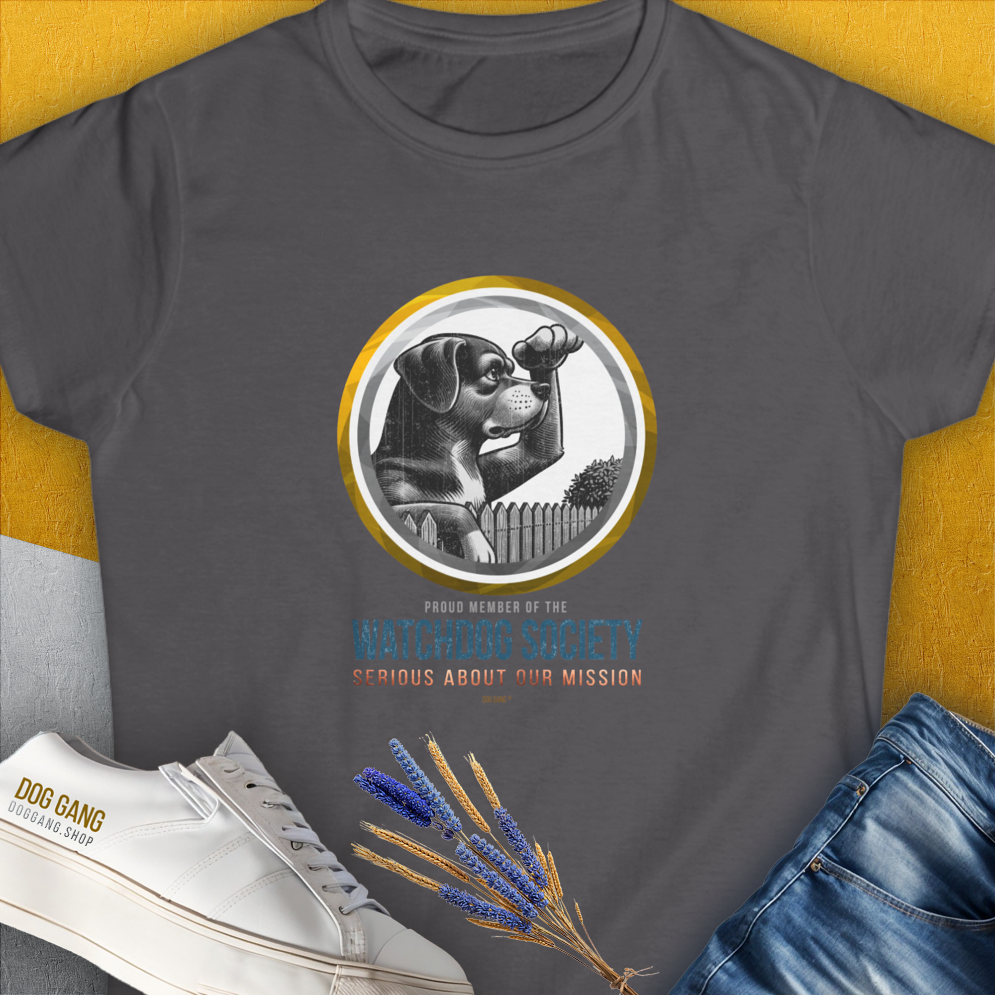 Watchdog Society Series, Volume 3, Women's T-Shirt-Charcoal. A dog-themed Design from Dog Gang
