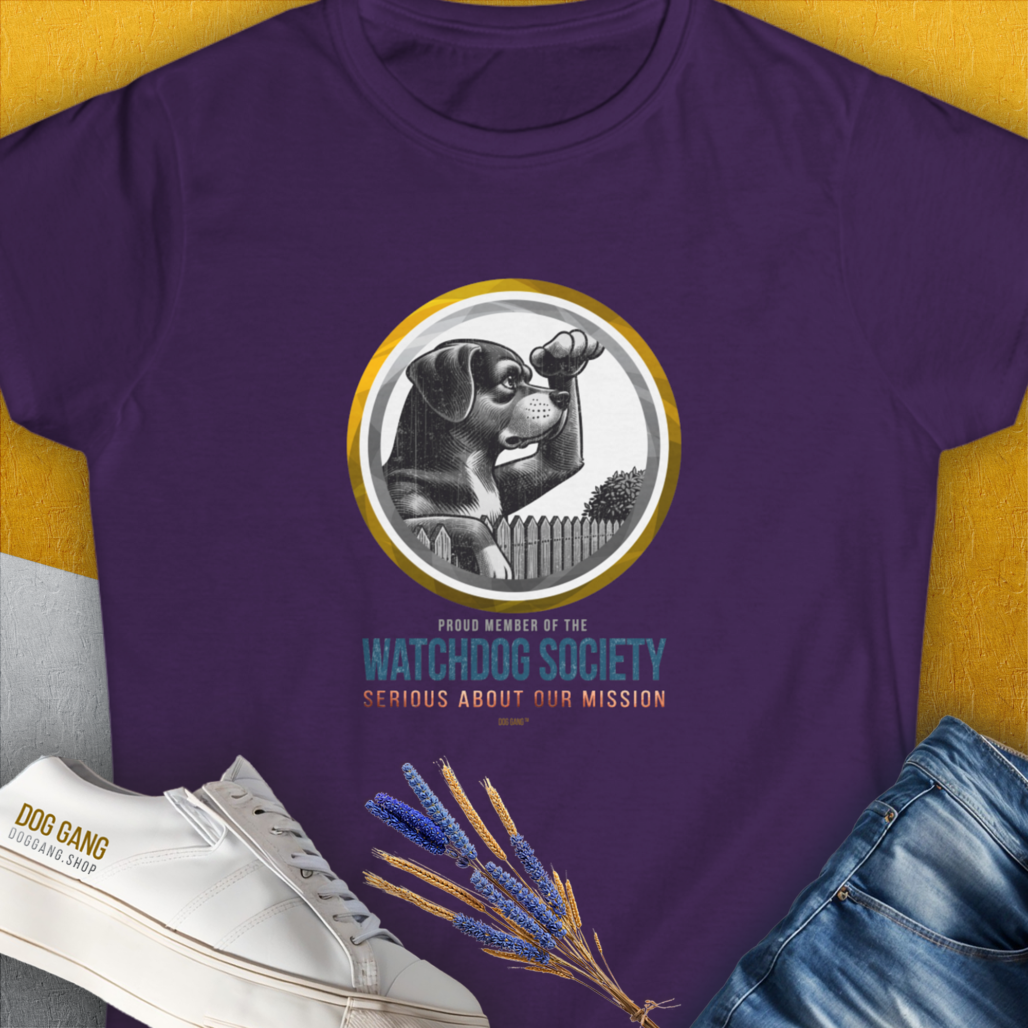 Watchdog Society Series, Volume 3, Women's T-Shirt-Purple. A perfect gift for dog lovers and dog owners. Design by Dog Gang