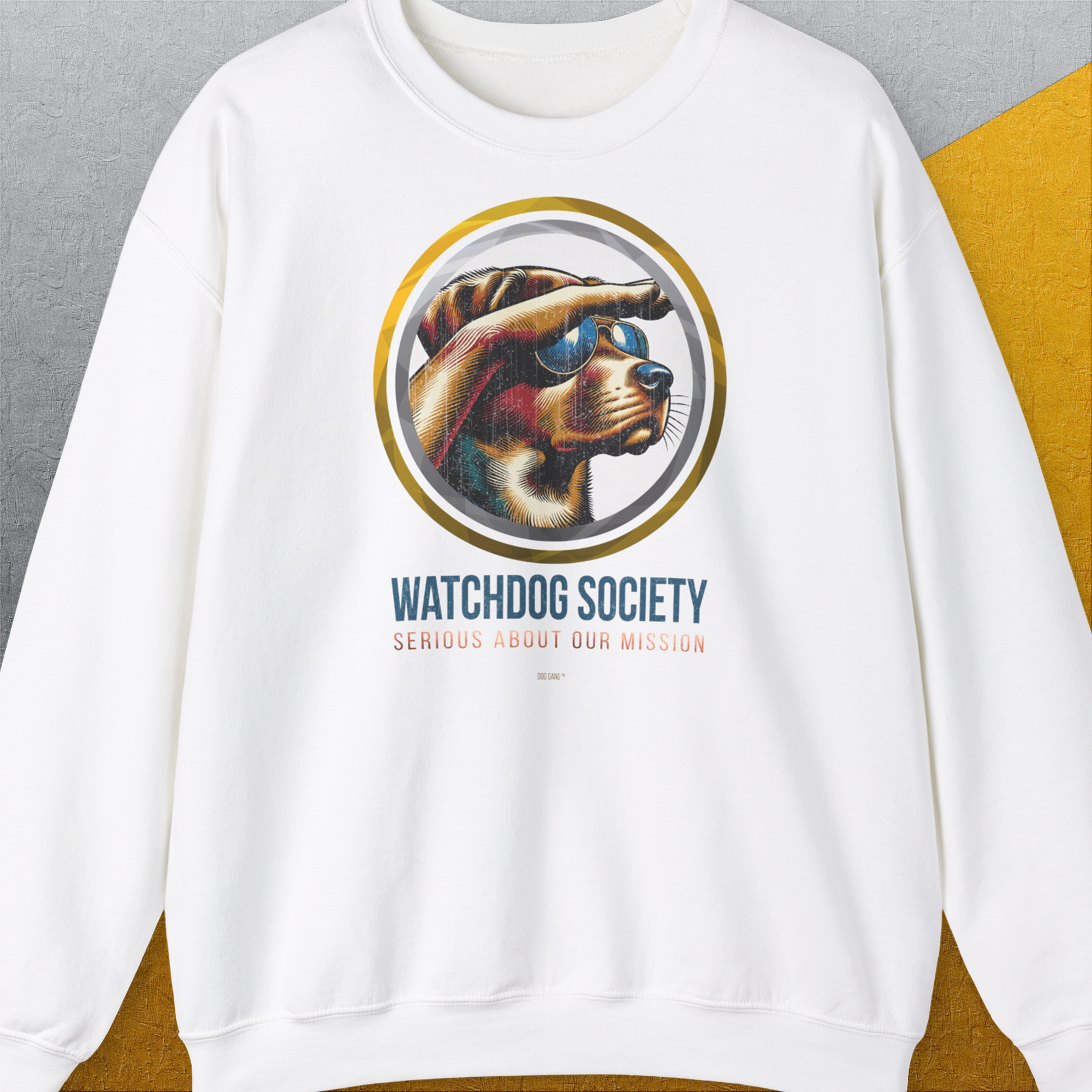 Watchdog Society Series, Volume 1, Unisex Sweatshirt-White-für in- und outdoor, lustiger Spruch für Hundeliebhaber, Design by Dog Gang