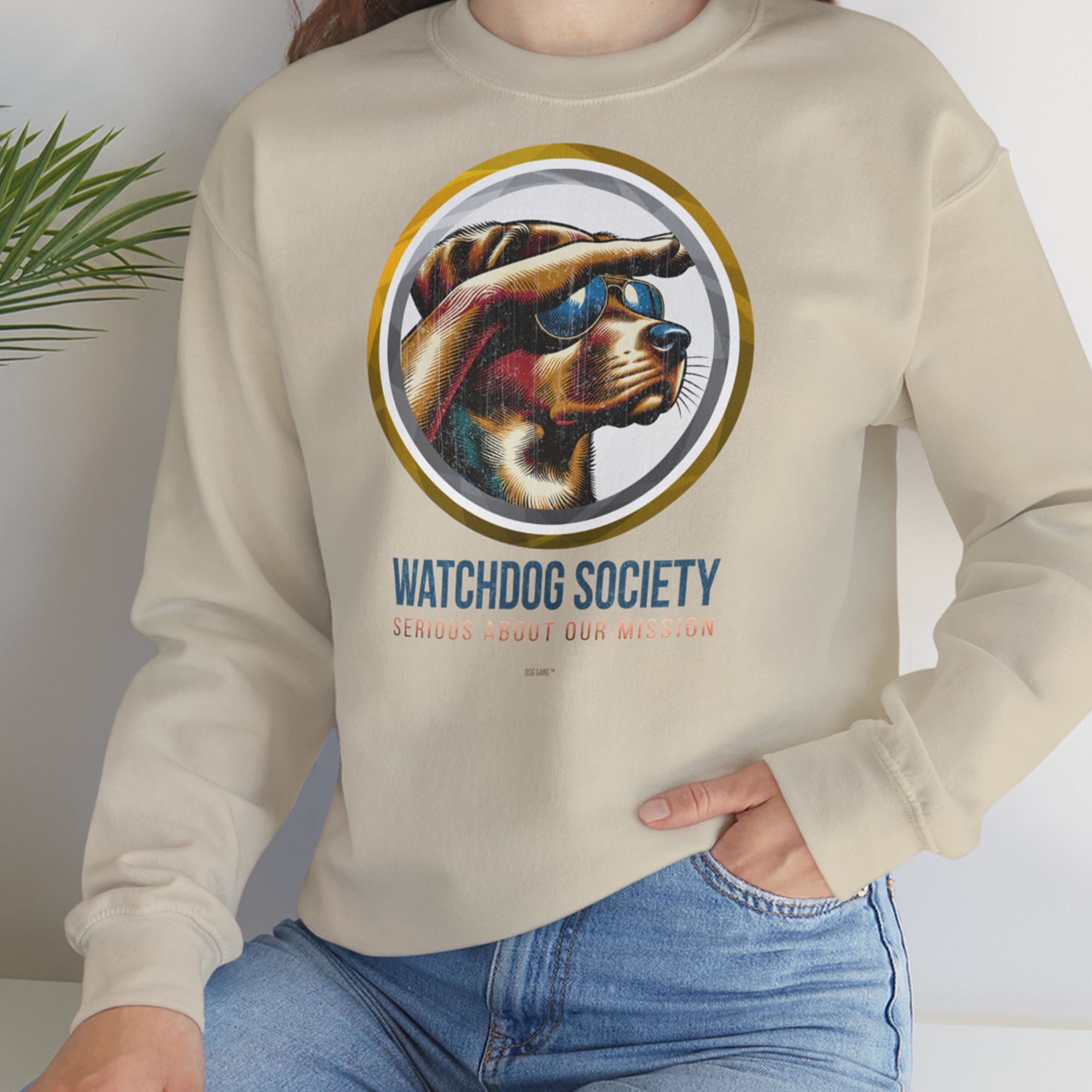 Watchdog Society Series, Volume 1, Unisex Sweatshirt, lustiger Spruch mit Hund. Für humorvolle Hundefreunde. Design by Dog Gang
