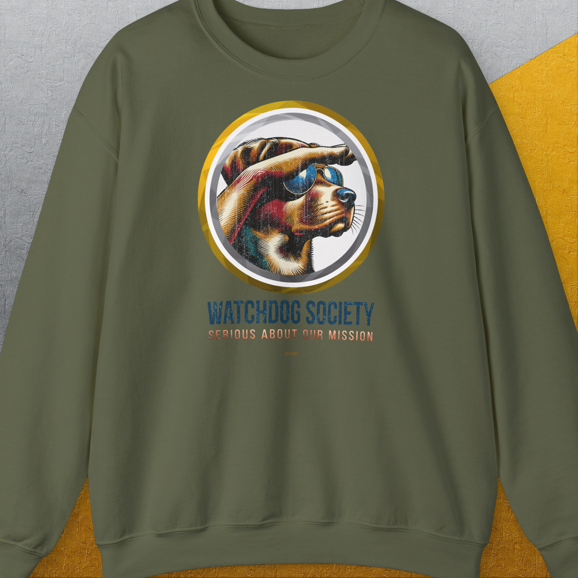 Watchdog Society Series, Volume 1, Unisex Sweatshirt-Military Green-für Hundebesitzer, lustiges Shirt, Design by Dog Gang