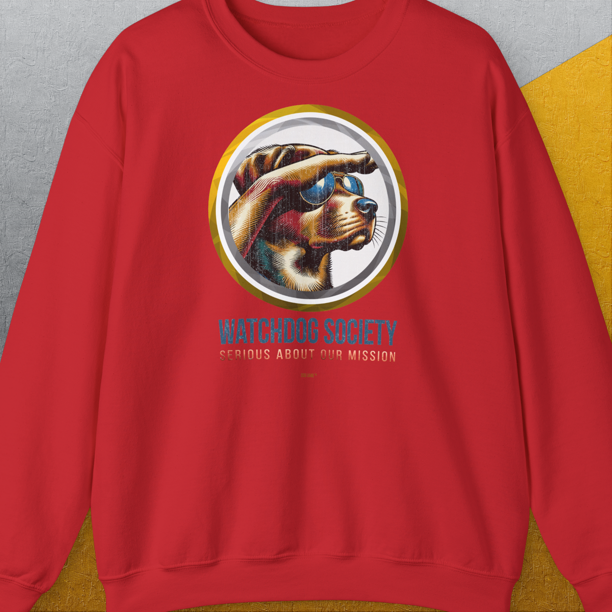 Watchdog Society Series, Volume 1, Unisex Sweatshirt-Red-bequemes und weiches Sweatshirt. Lustiger Spruch mit Hund. Für Hundefreunde, in- und outdoor. Design by Dog Gang
