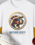 (Member Of The) Watchdog Society Series, Volume 1, Unisex T-Shirt-White-lustiges Shirt für Hundeliebhaber, Design by Dog Gang