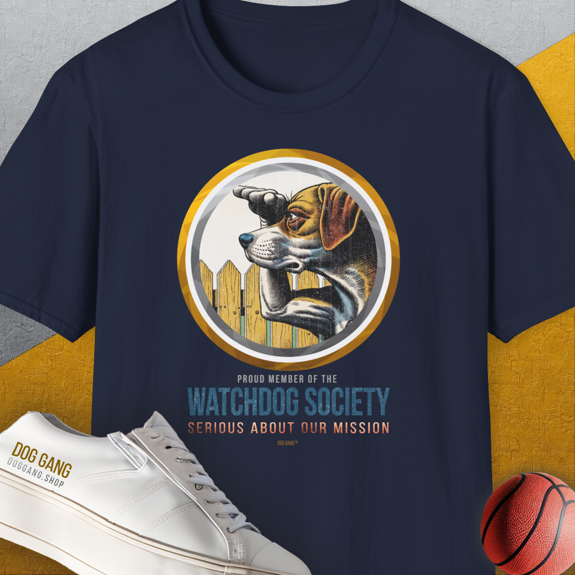 (Member Of The) Watchdog Society Series, Volume 2, Unisex T-Shirt-Navy-bequemes Shirt mit lustigem Spruch für Hundebesitzer, Design by Dog Gang