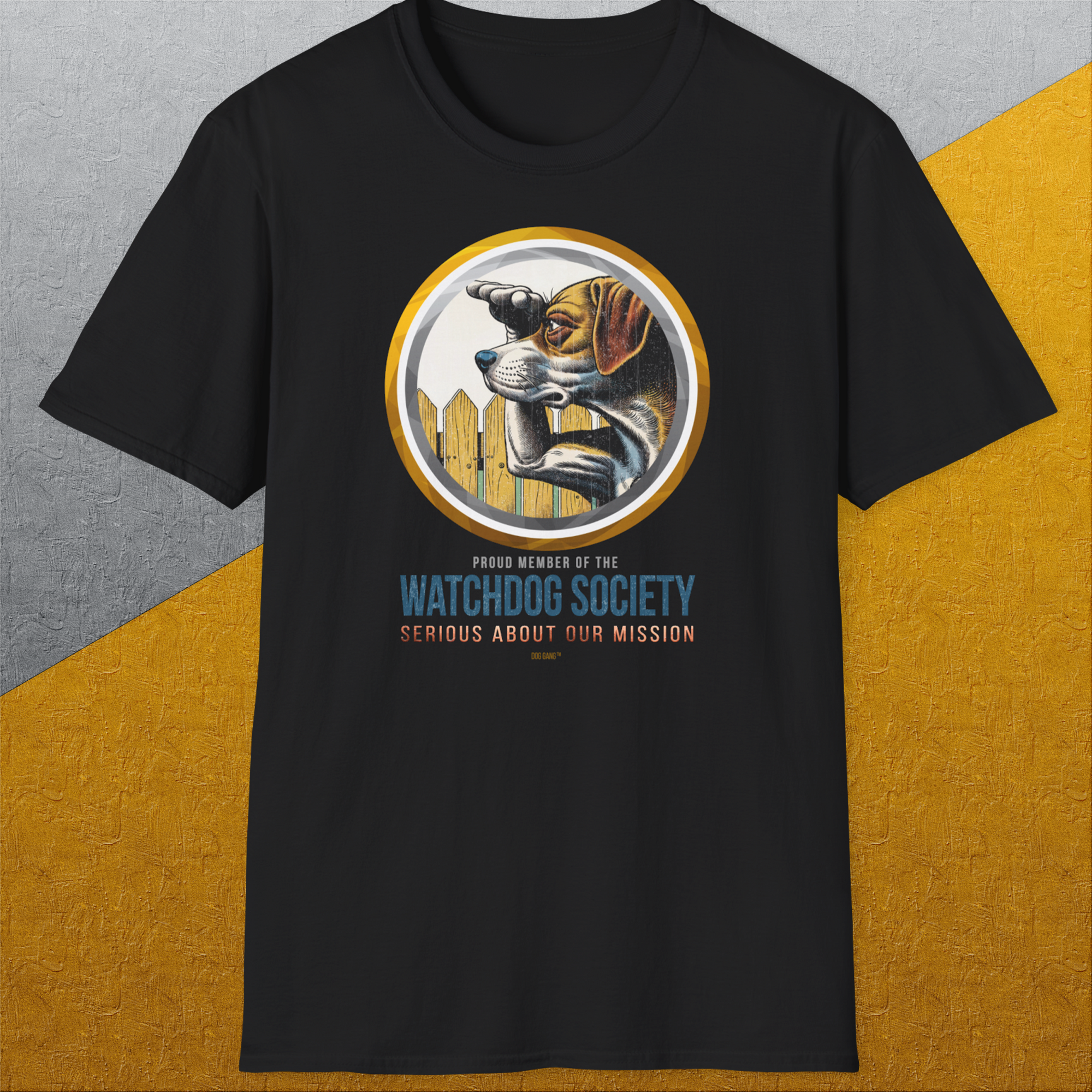 (Member Of The) Watchdog Society Series, Volume 2, Unisex T-Shirt-humorvolles Hundeshirt, lustiger Spruch mit Hund, Design by Dog Gang