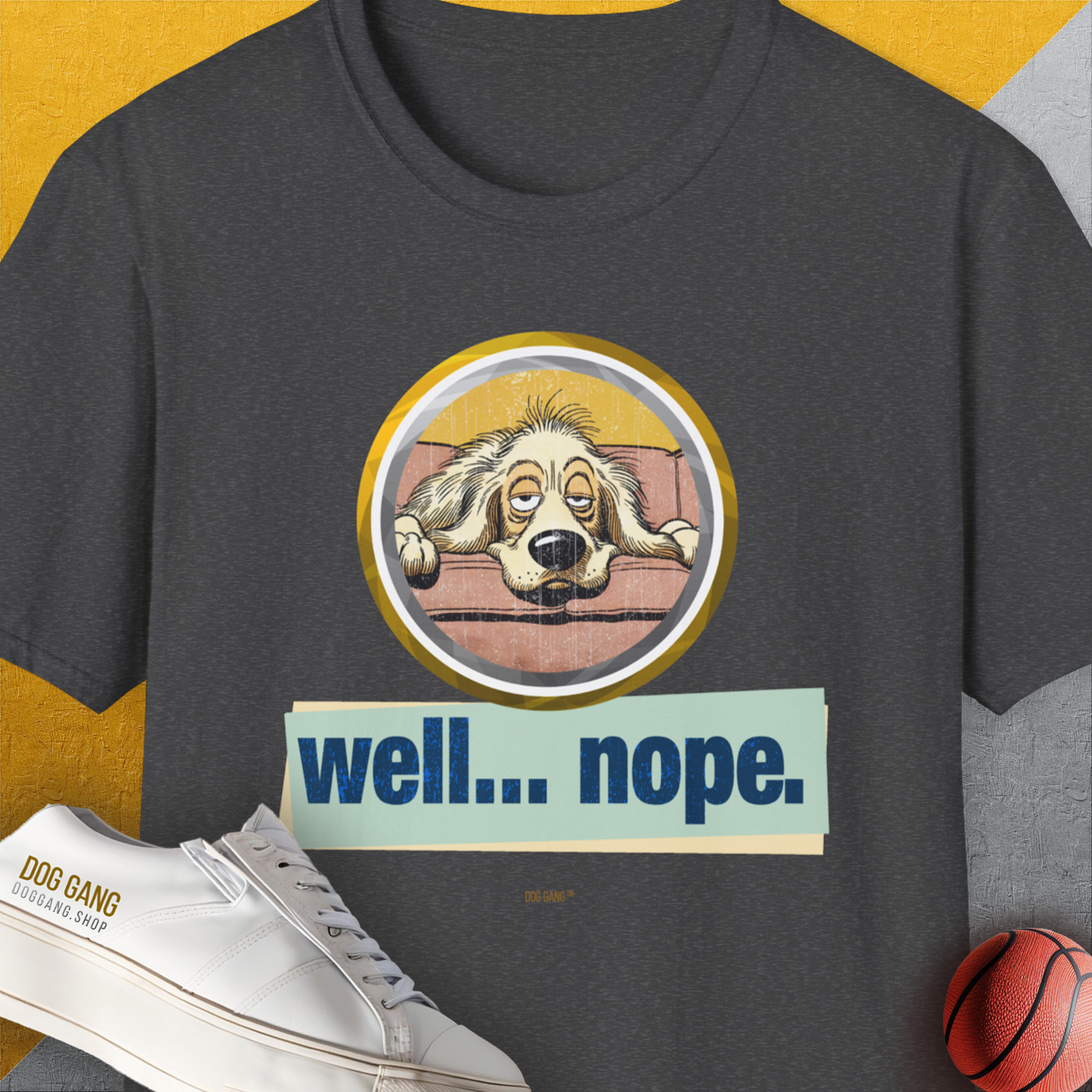 Well... Nope. Volume 2, Unisex T-Shirt-Dark Heather, Design by Dog Gang