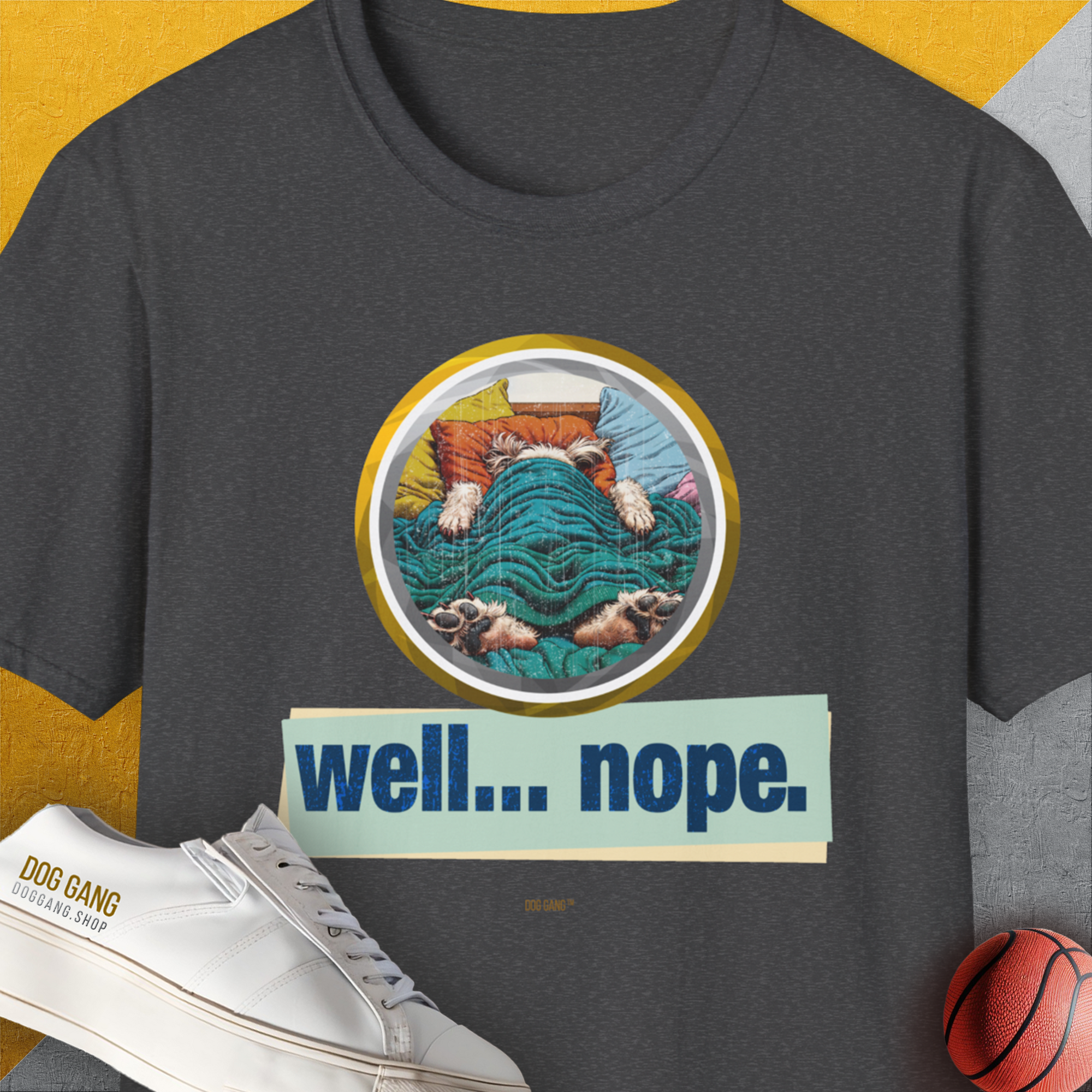 Well... Nope. Volume 4, Unisex T-Shirt-Dark Heather, Design by Dog Gang