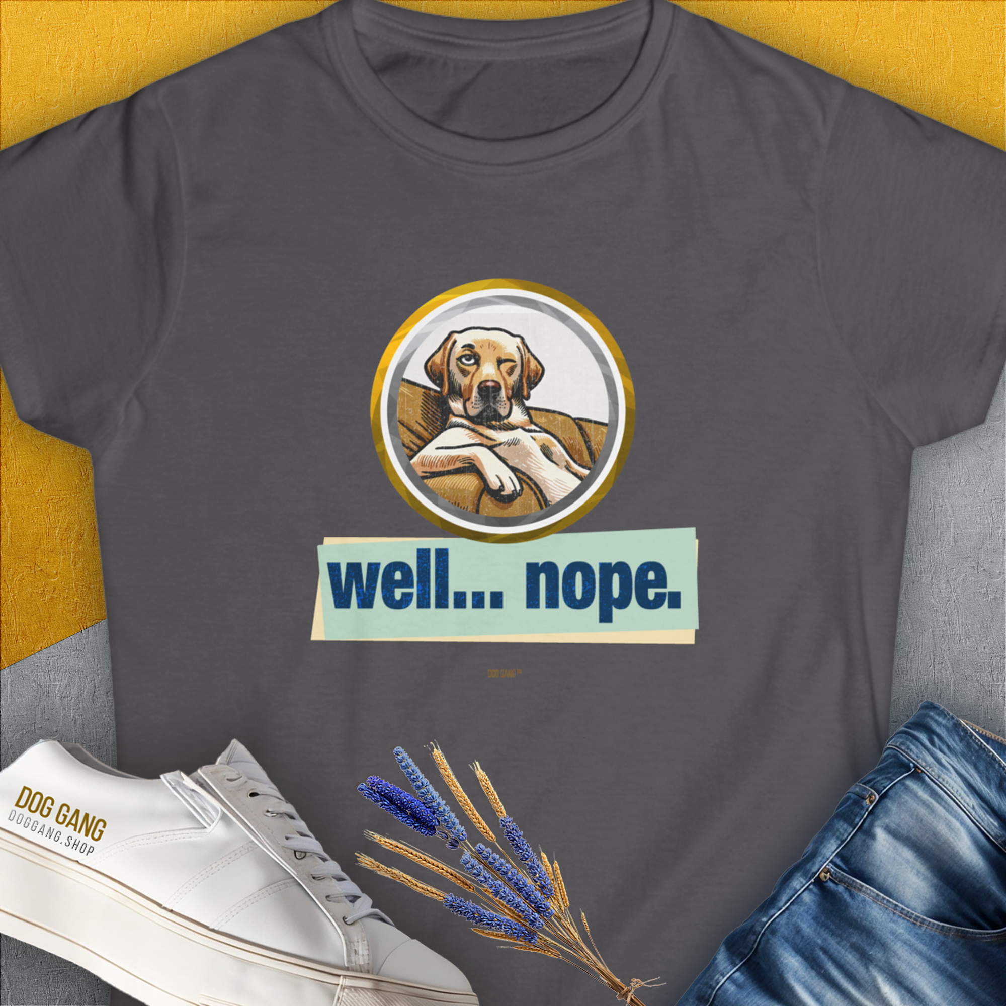 Well... Nope. Volume 1, Women's T-Shirt-Charcoal. A dog-themed Design from Dog Gang
