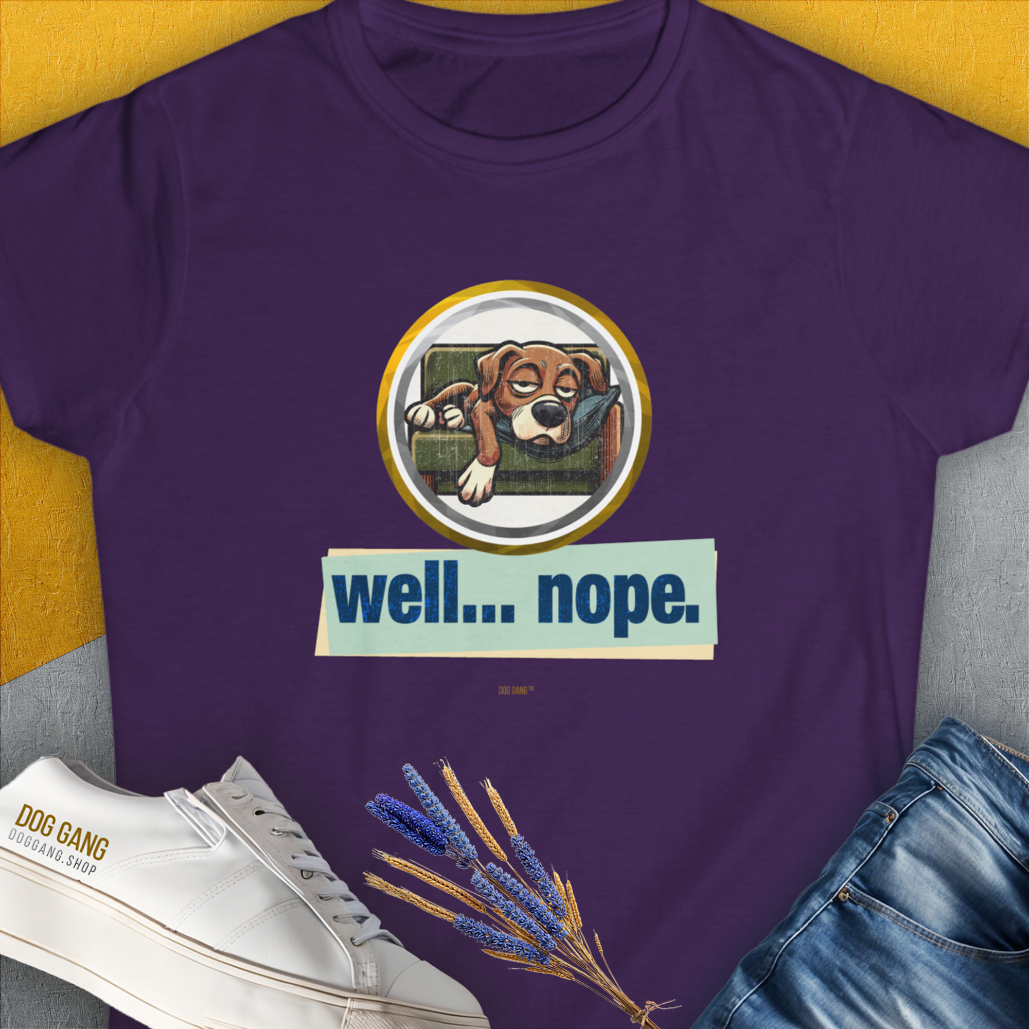 Well... Nope. Volume 3, Women's T-Shirt-Purple, a cool and stylish design with a funny saying from Dog Gang