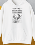 Who Cares About The Weather When You're In Good Company, Volume 1, Unisex Hoodie-White-origineller und witziger Kapuzenpulli mit Hund, Design by Dog Gang
