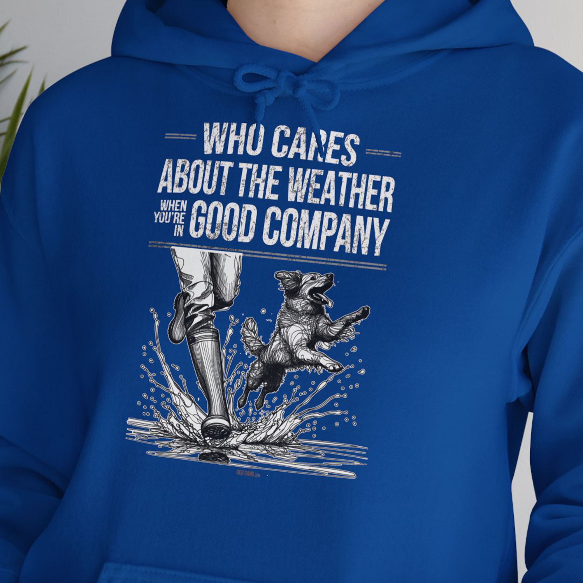 Who Cares About The Weather When You're In Good Company, Volume 1, Unisex Hoodie-Royal-originelles und lustiges Hundeshirt, Design by Dog Gang