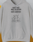 Who Cares About The Weather When You're In Good Company, Volume 2, Unisex Hoodie-Sport Grey-humorvolles Hundeshirt, lustiger Spruch mit Hund, Design by Dog Gang