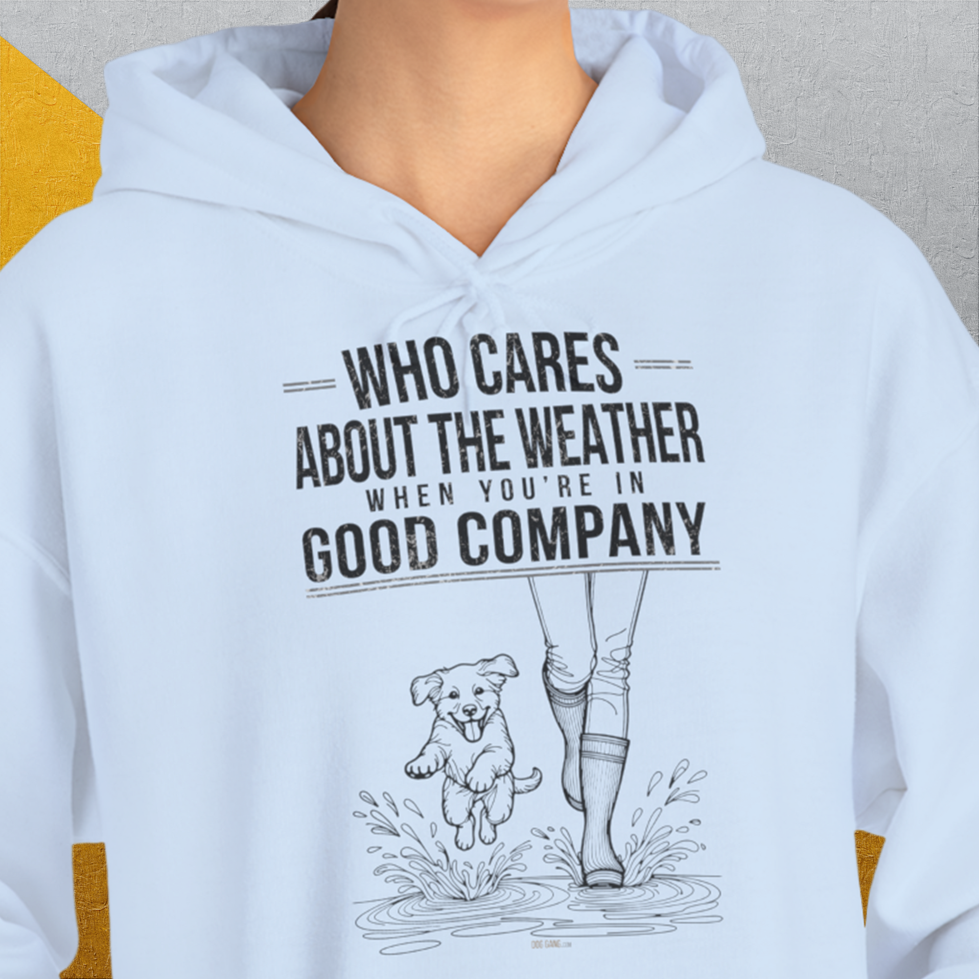 Who Cares About The Weather When You're In Good Company, Volume 2, Unisex Hoodie-cooles Shirt mit lustigem Spruch für Hundefreunde, Design by Dog Gang