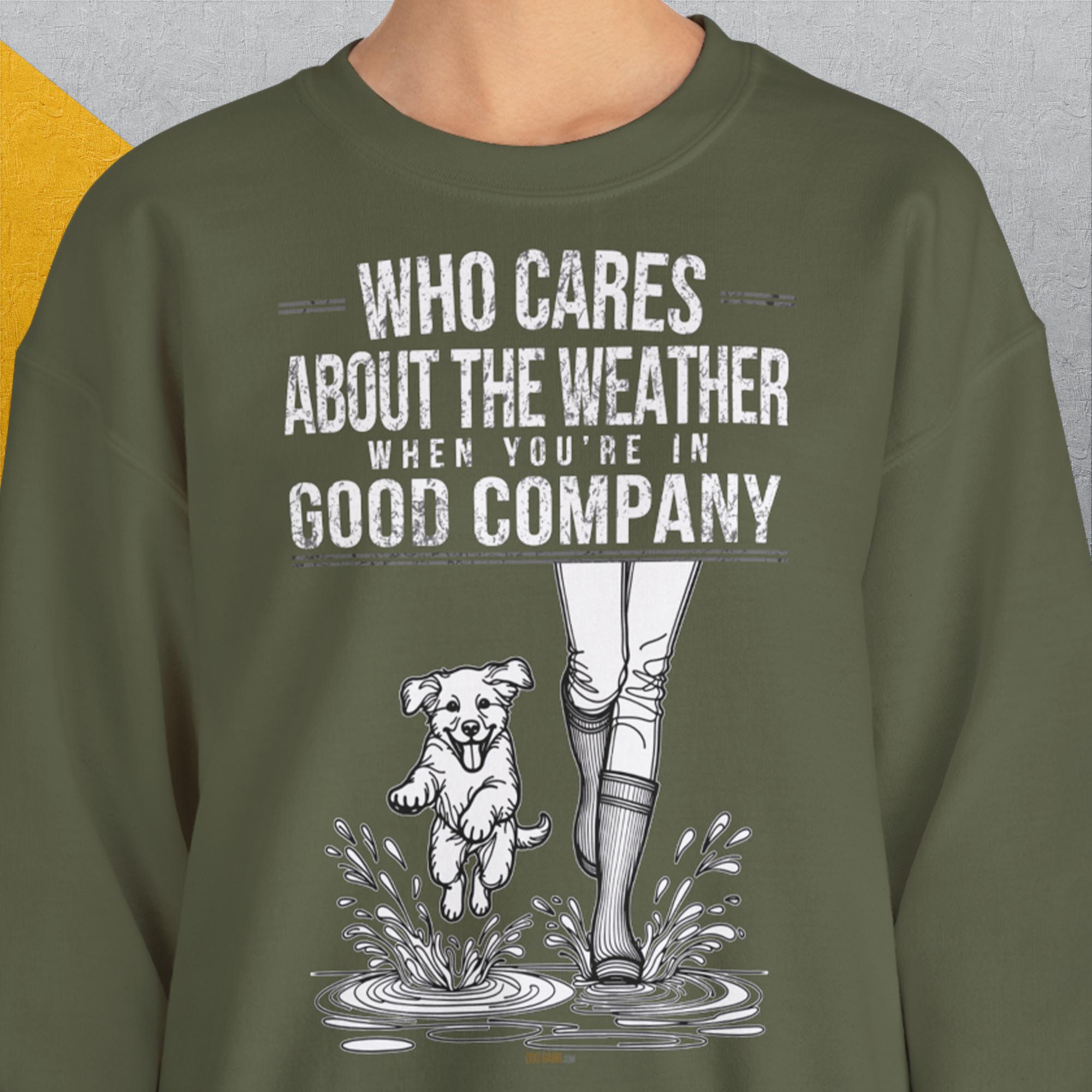 Who Cares About The Weather When You're In Good Company, Volume 2, Unisex Sweatshirt-für Hundebesitzer, lustiges Shirt, Design by Dog Gang