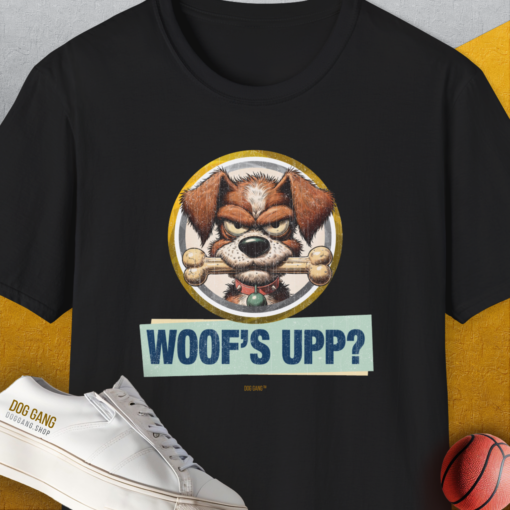 Woof's Upp? Volume 2, Unisex T-Shirt-Black, Design by Dog Gang