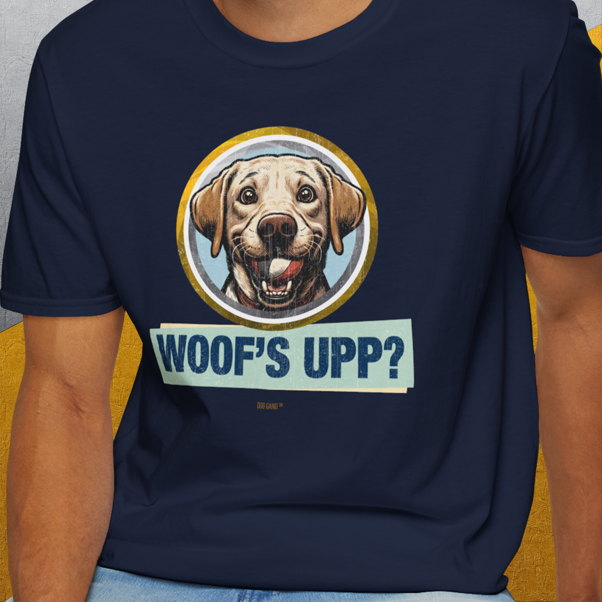 Woof's Upp? Volume 3, Unisex T-Shirt-. A dog-themed Design from Dog Gang