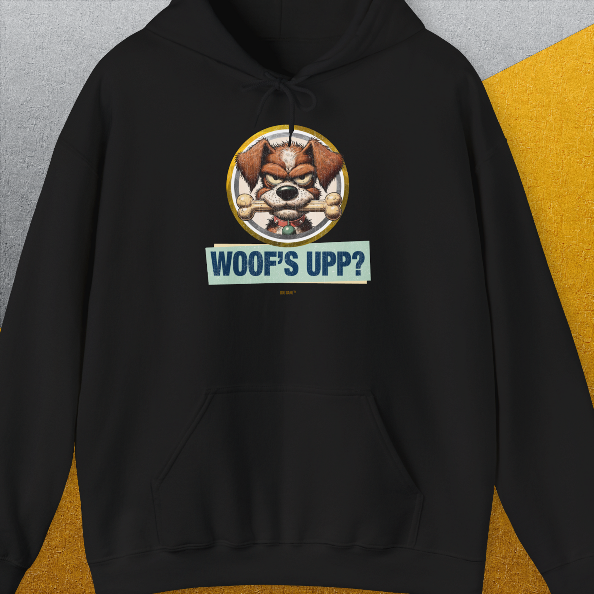 Woof's Upp? Volume 2, Unisex Hoodie-Black, Design by Dog Gang