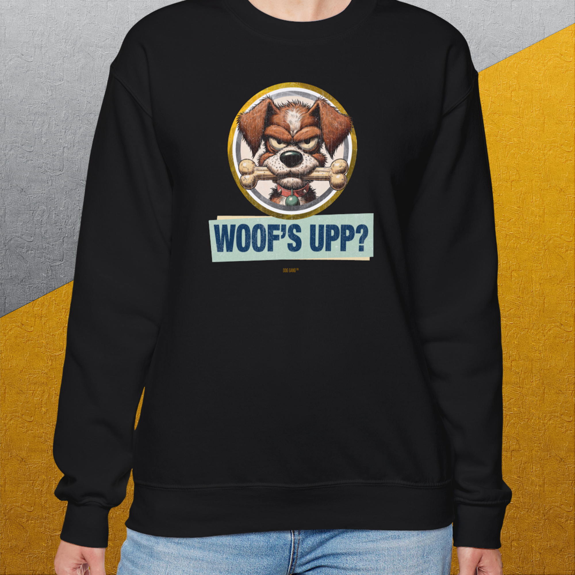 Woof's Upp? Volume 2, Unisex Sweatshirt-, a fun and stylish sweatshirt design for dog lovers from Dog Gang