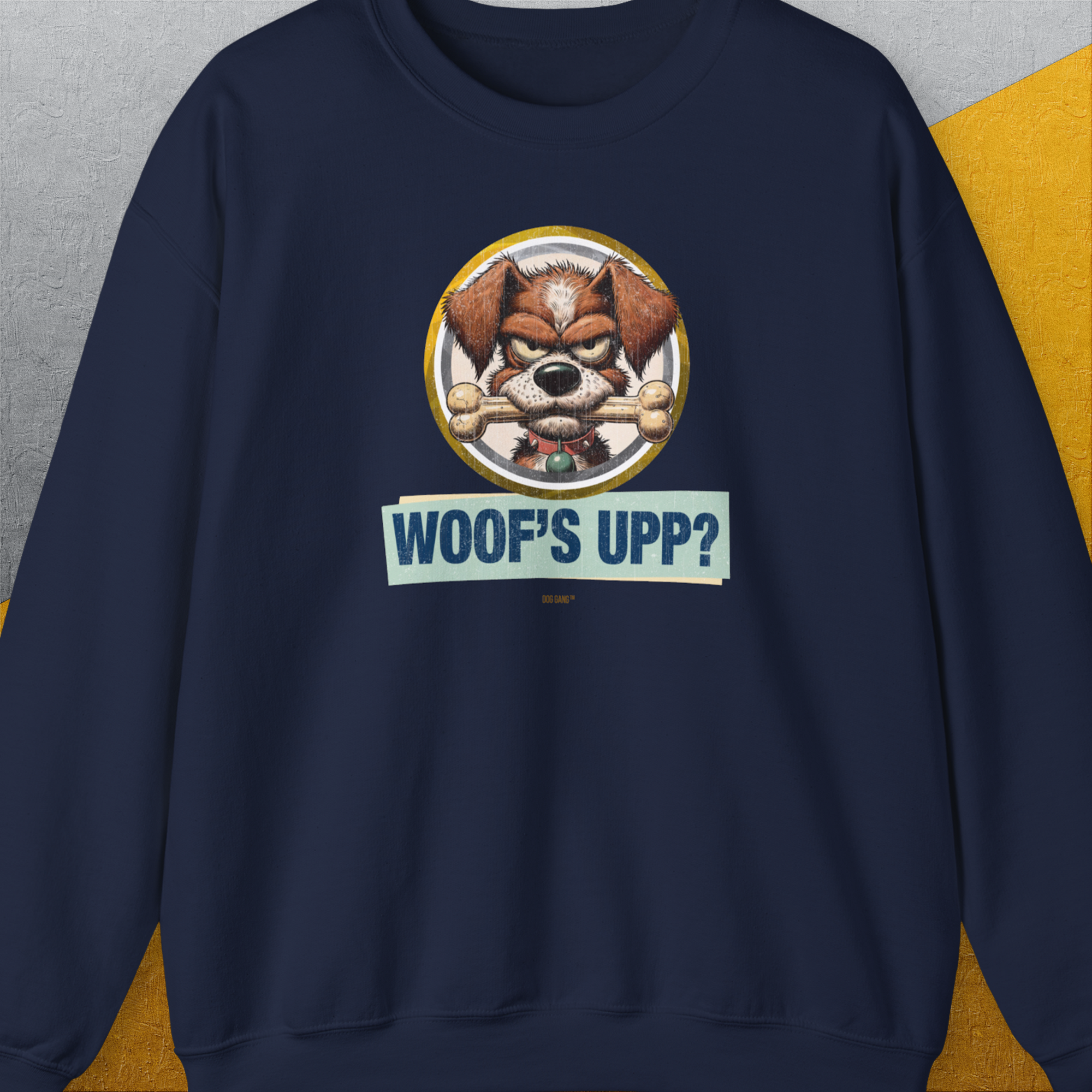 Woof's Upp? Volume 2, Unisex Sweatshirt-Navy, Design by Dog Gang