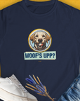 Woof's Upp? Volume 3, Women's T-Shirt-Navy, a cool and stylish design with a funny saying from Dog Gang
