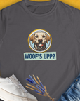 Woof's Upp? Volume 3, Women's T-Shirt-Charcoal. A dog-themed Design from Dog Gang
