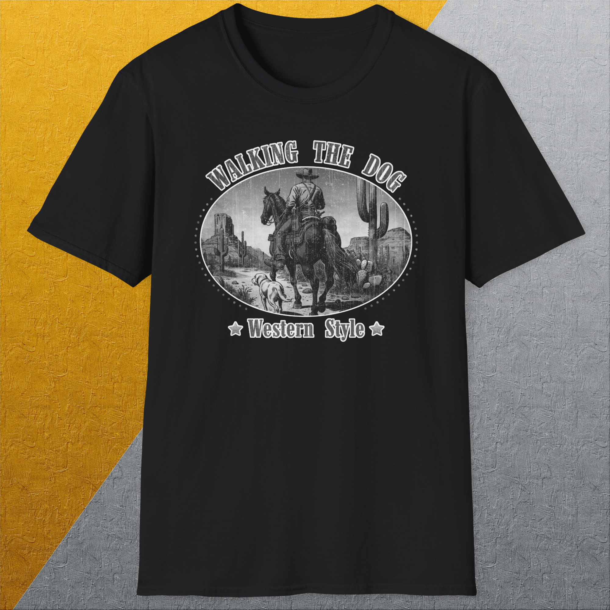 Walking The Dog, Western Style, Volume 3, Unisex T-Shirt-, a cool and stylish design with a funny saying from Dog Gang