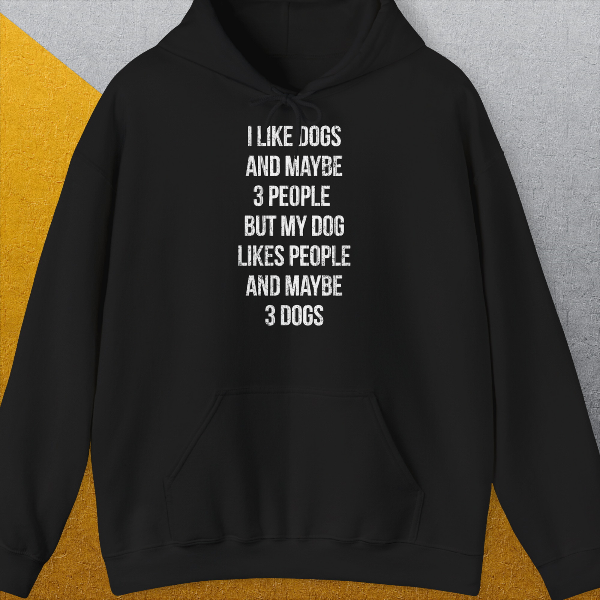 I Like Dogs And Maybe 3 People..., Unisex Hoodie-Black-humorvolles Hundeshirt, lustiger Spruch mit Hund, Design by Dog Gang