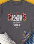 Really Nice Place Here, Women's T-Shirt-Charcoal. A dog-themed Design from Dog Gang