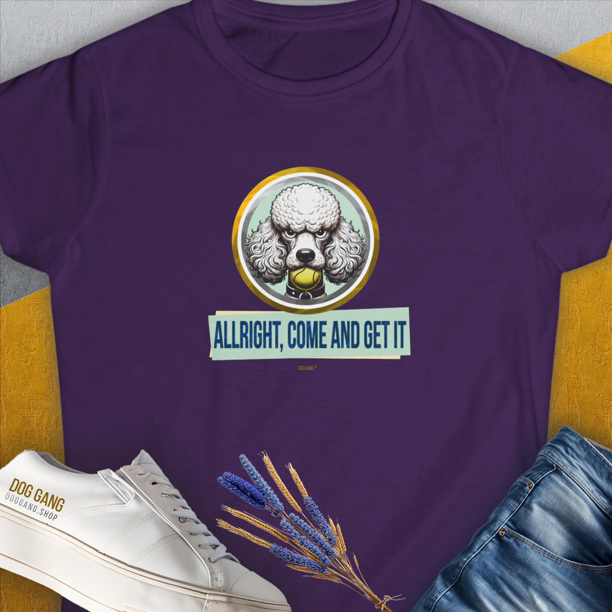 Allright Come And Get It, Volume 3, Women&#39;s T-Shirt-Purple, a cool and stylish design with a funny saying from Dog Gang