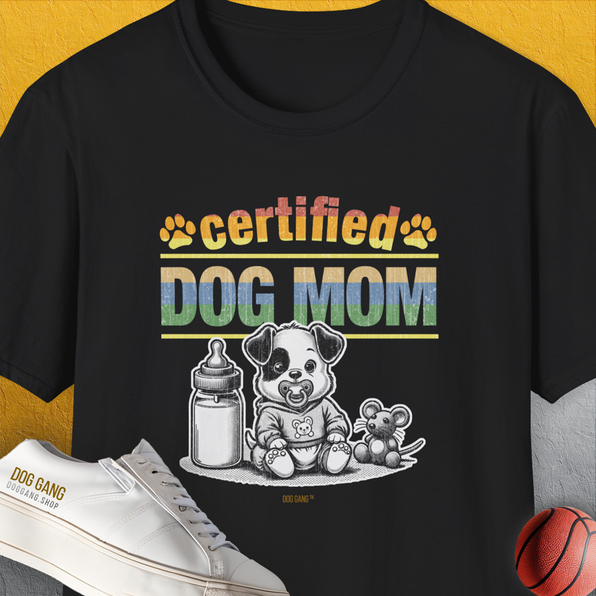 Dog Mom Series, Volume 1, Unisex T-Shirt-Black, Design by Dog Gang