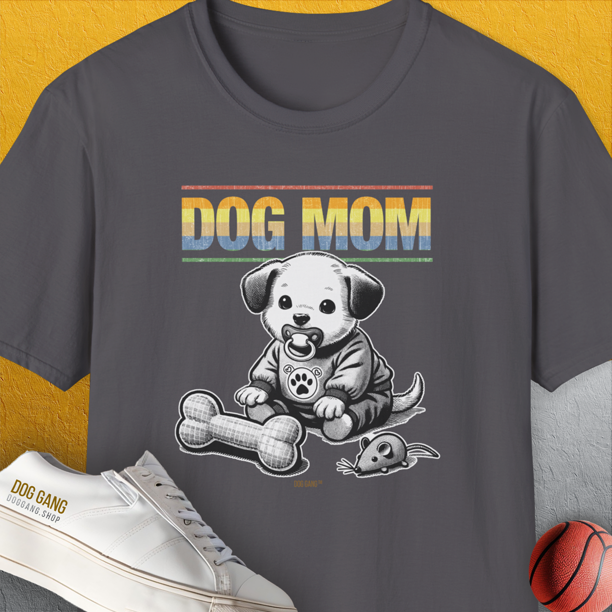 Dog Mom Series, Volume 2, Unisex T-Shirt-Charcoal, Design by Dog Gang