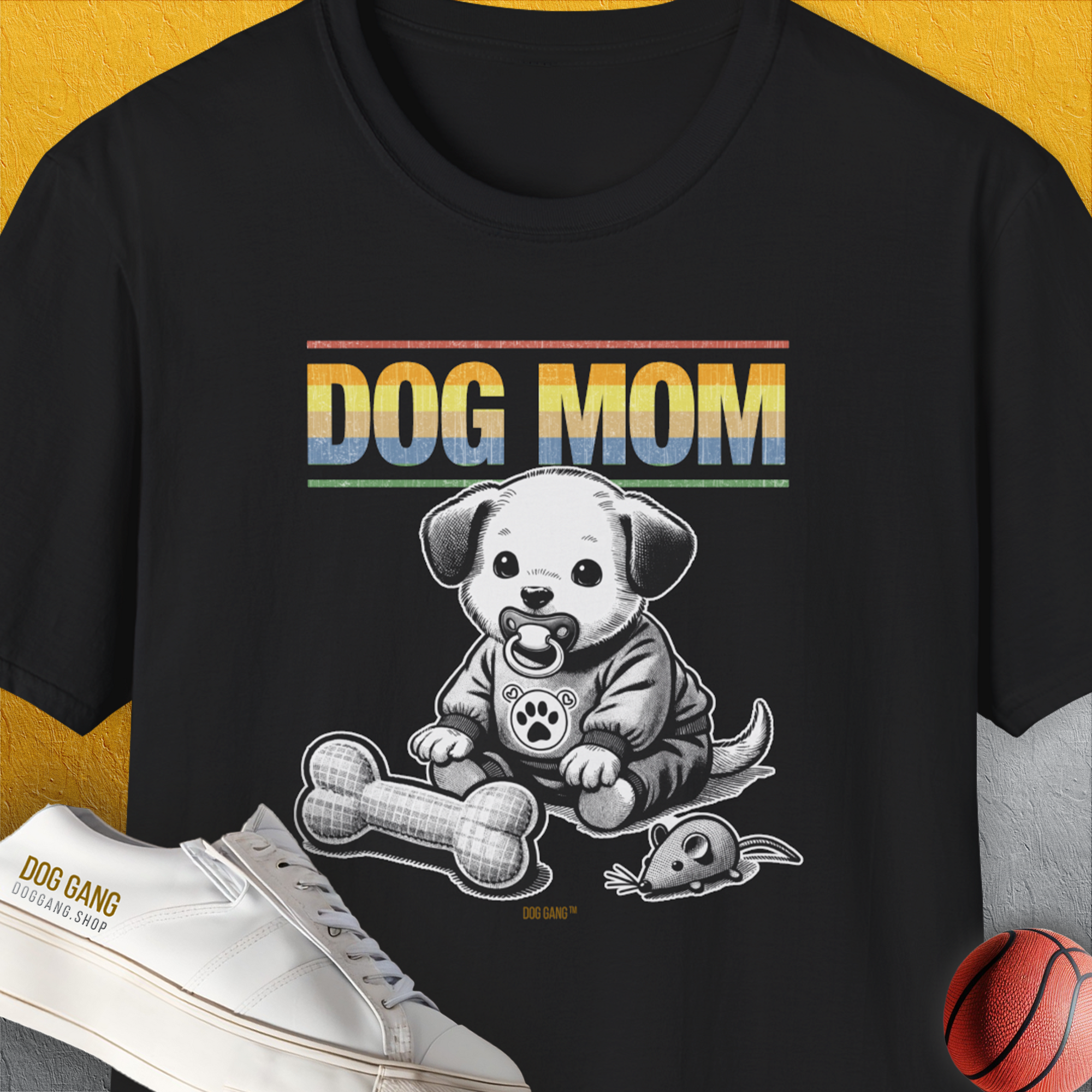 Dog Mom Series, Volume 2, Unisex T-Shirt-Black, Design by Dog Gang