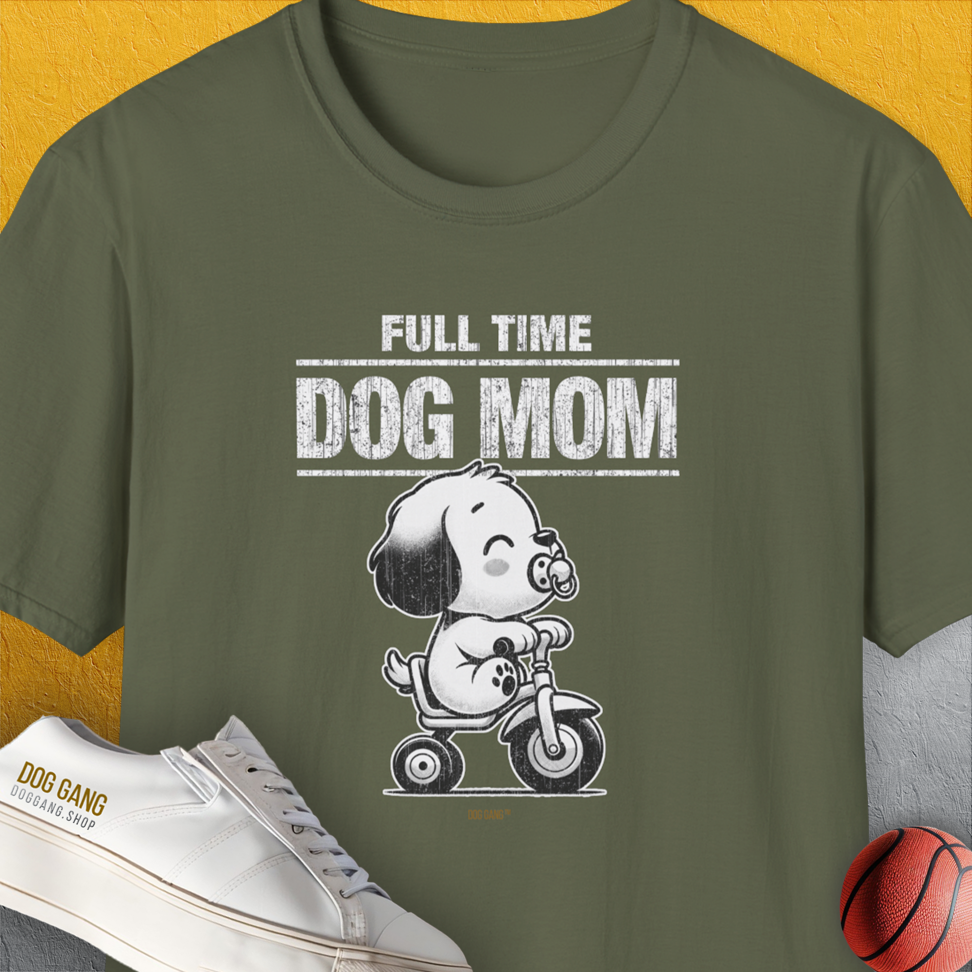 Dog Mom Series, Volume 3, Unisex T-Shirt-Military Green, Design by Dog Gang