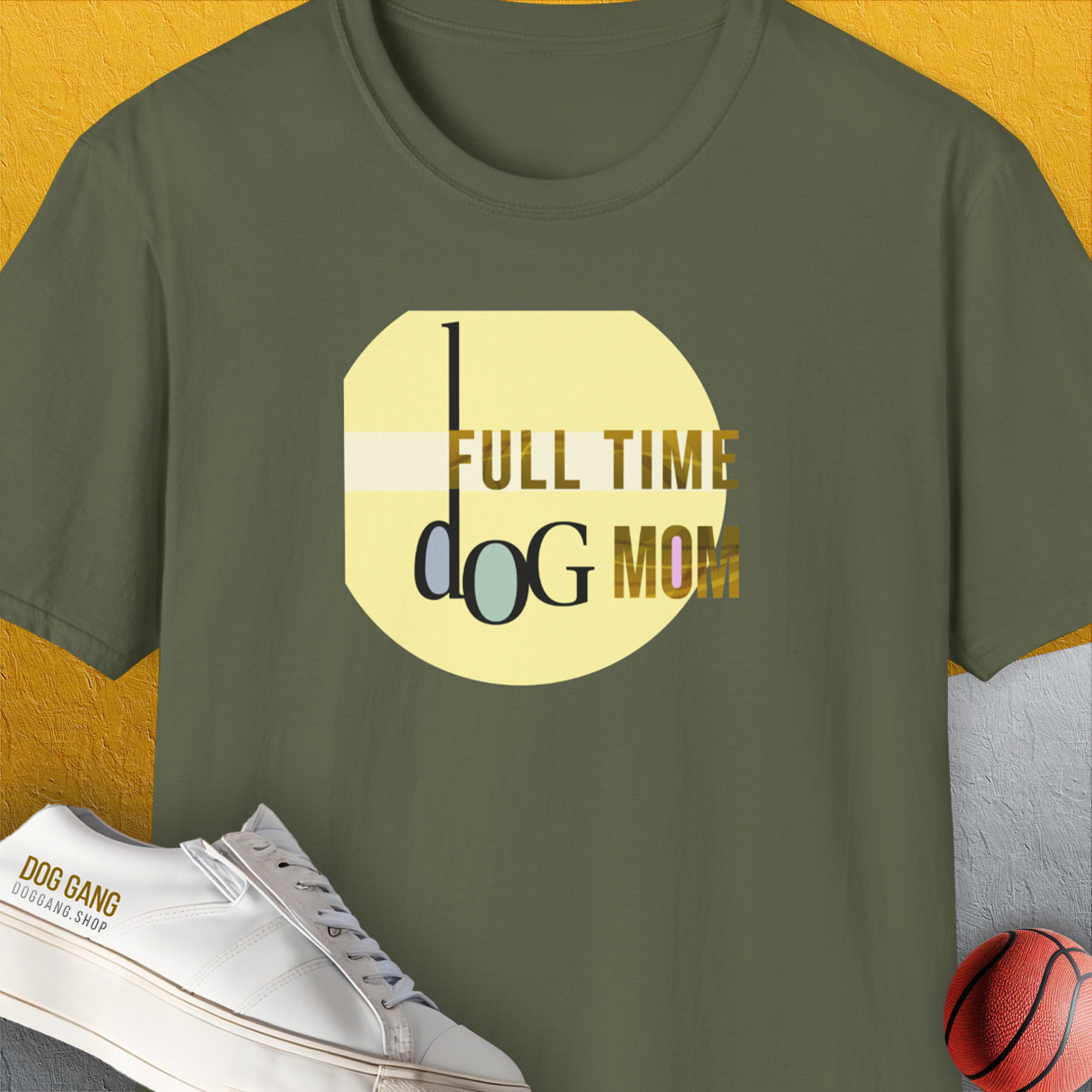 Dog Mom Series, Volume 4, Unisex T-Shirt-Military Green. A dog-themed Design from Dog Gang
