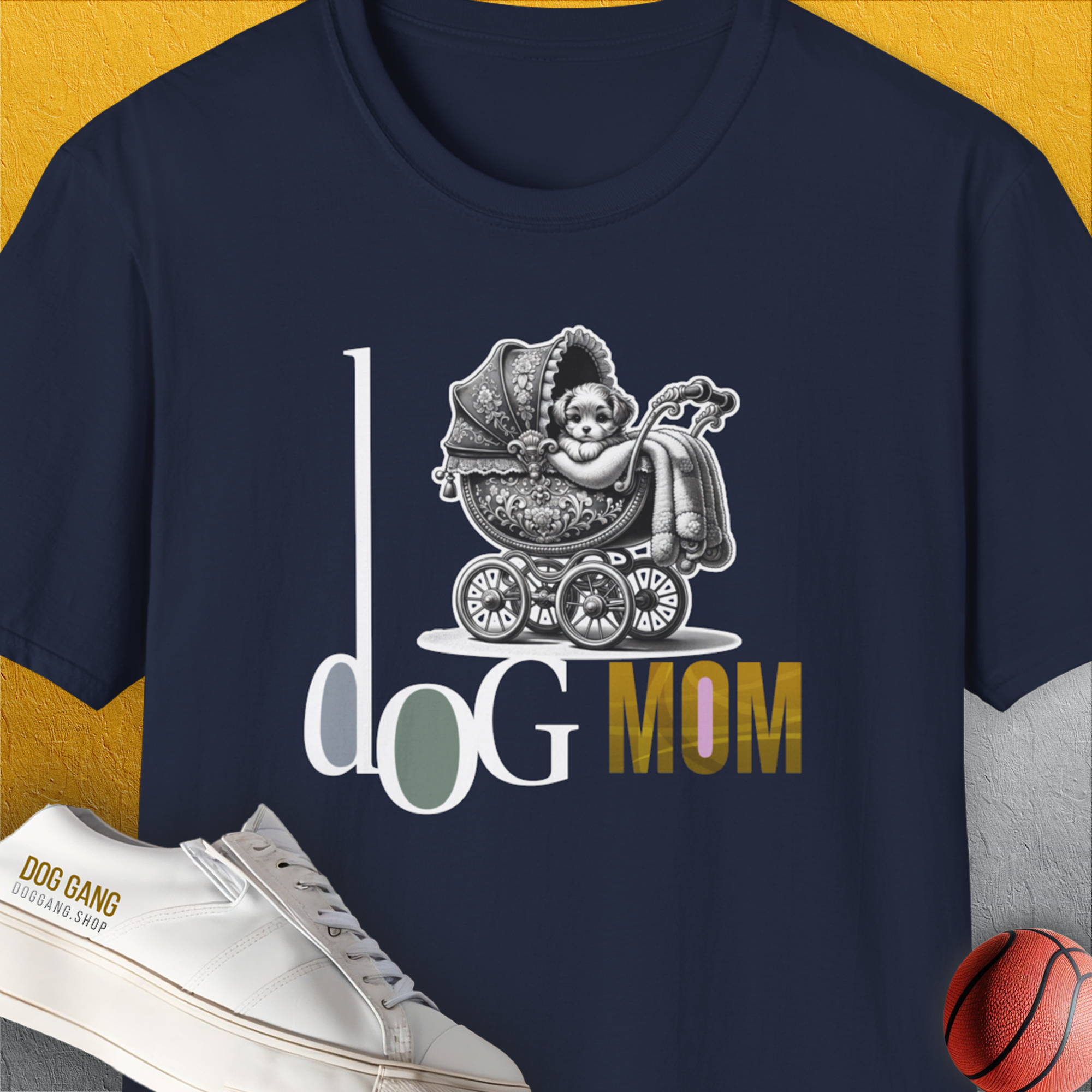 Dog Mom Series, Volume 5, Unisex T-Shirt-Navy, Design by Dog Gang