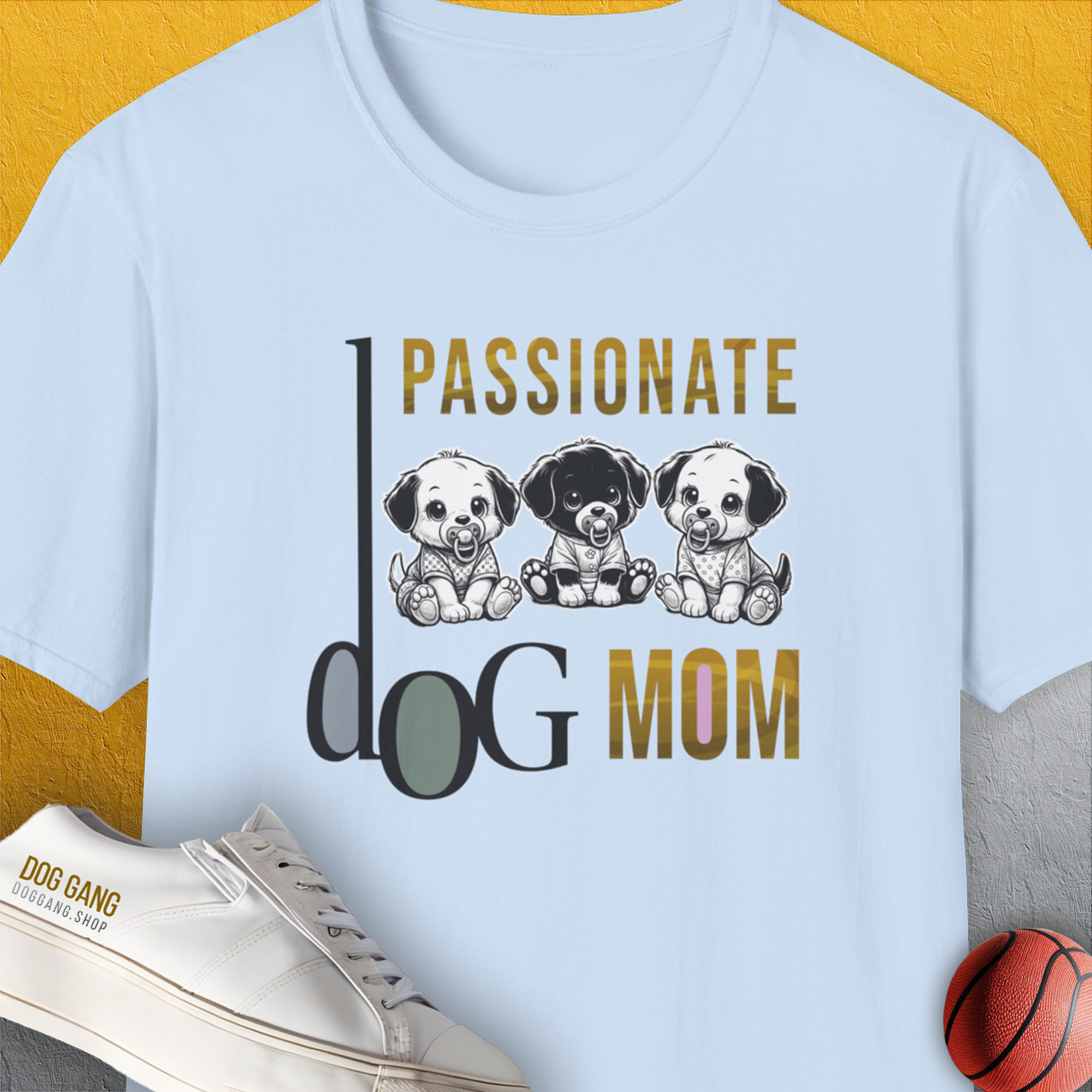 Dog Mom Series, Volume 6, Unisex T-Shirt-Light Blue, a cool and stylish design with a funny saying from Dog Gang