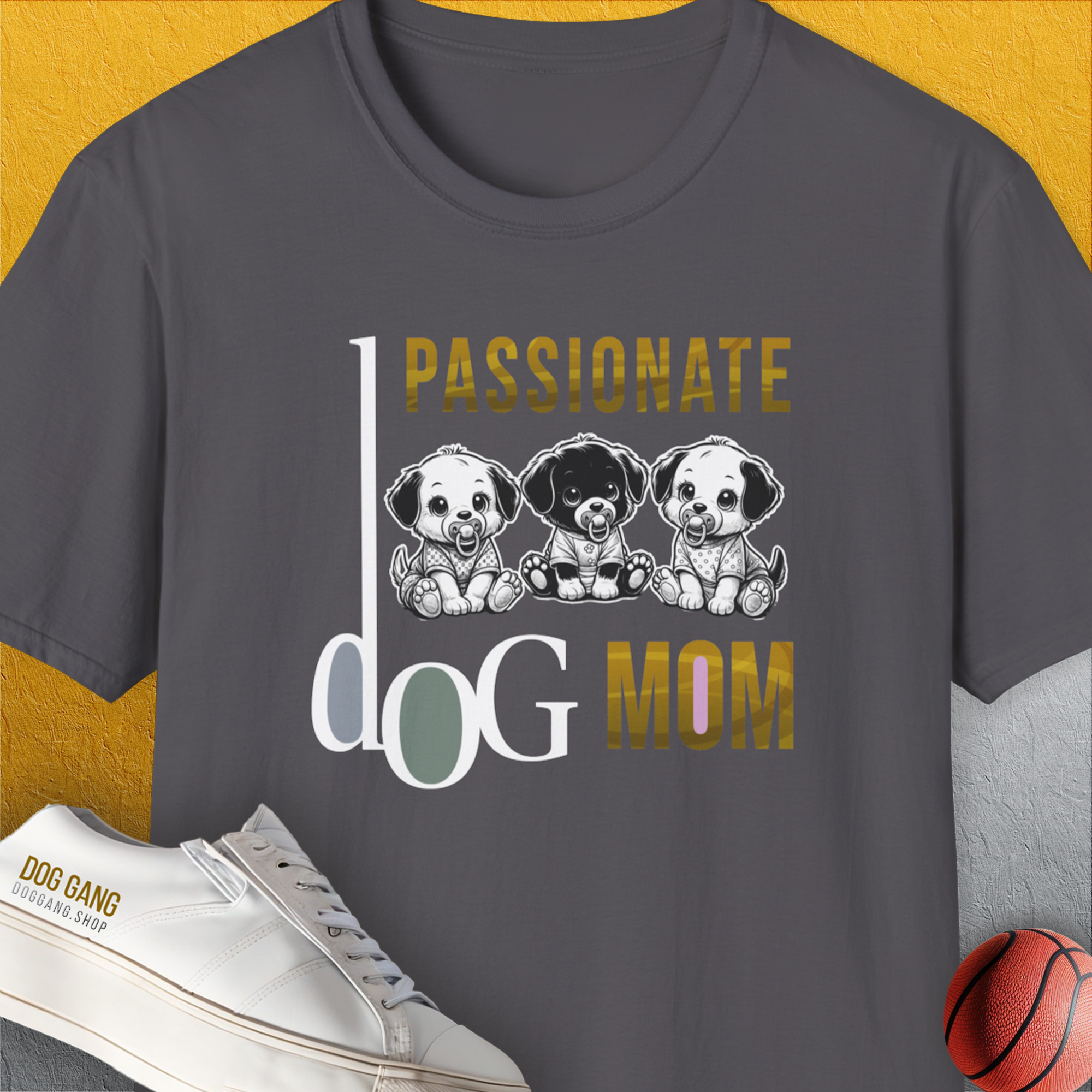 Dog Mom Series, Volume 6, Unisex T-Shirt-Charcoal, Design by Dog Gang