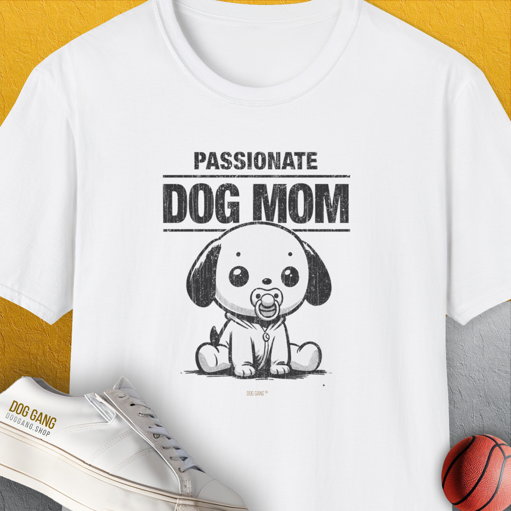 Dog Mom Series, Volume 7, Unisex T-Shirt-White. A perfect gift for dog lovers and dog owners. Design by Dog Gang