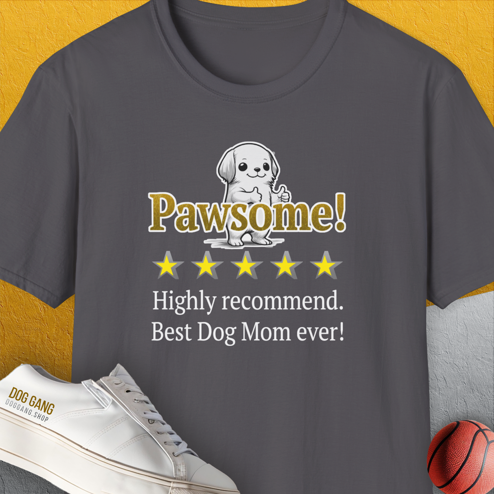 Dog Mom Series, Volume 10, Unisex T-Shirt-Charcoal. A perfect gift for dog lovers and dog owners. Design by Dog Gang