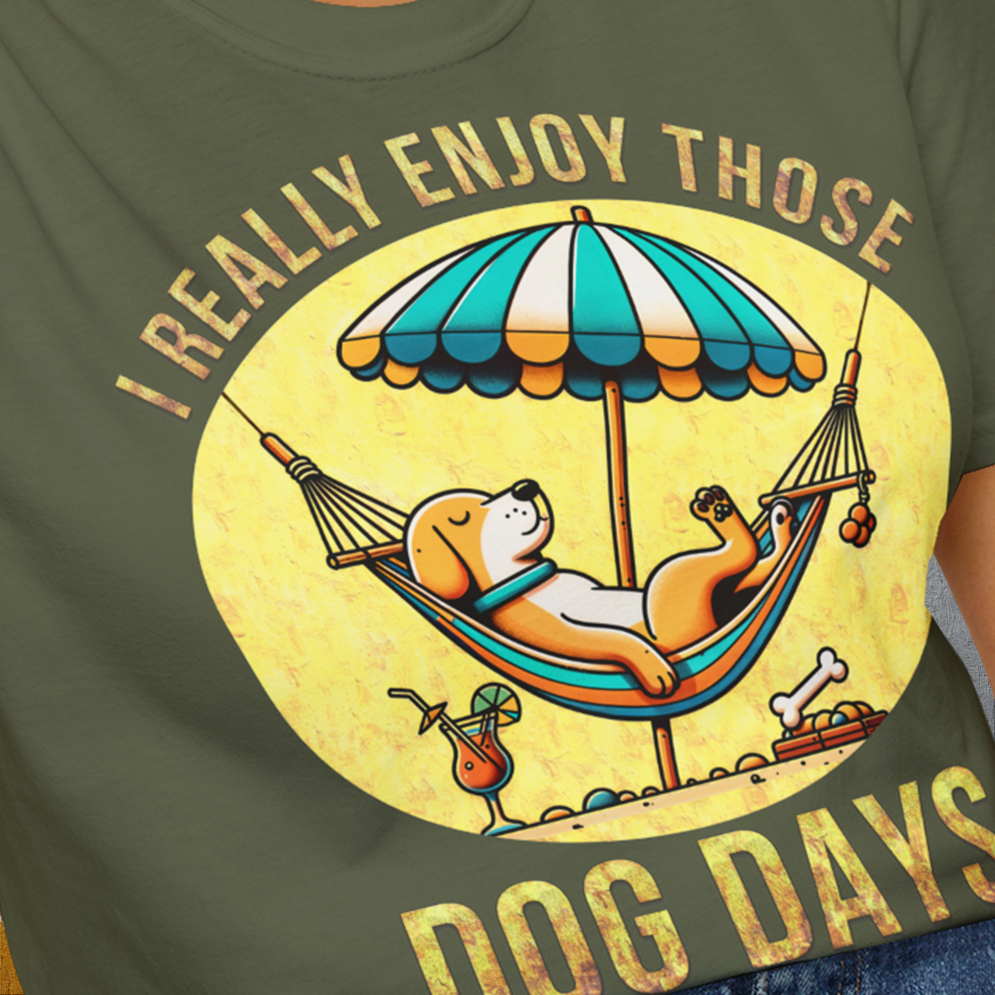 I Really Enjoy Those Dog Days, Unisex T-Shirt-lustiger Spruch auf bequemen Shirt für Hundeliebhaber, Design by Dog Gang