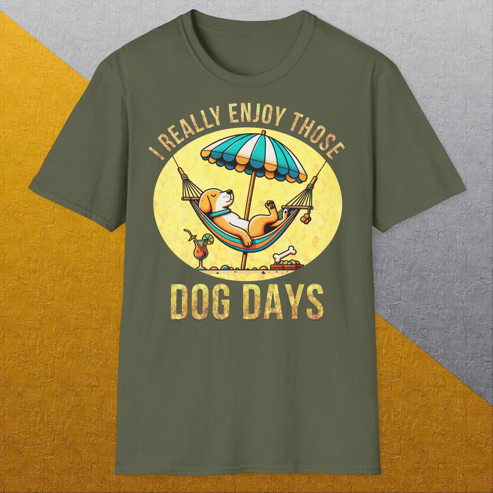 I Really Enjoy Those Dog Days, Unisex T-Shirt-humorvolles Hundeshirt, lustiger Spruch mit Hund, Design by Dog Gang