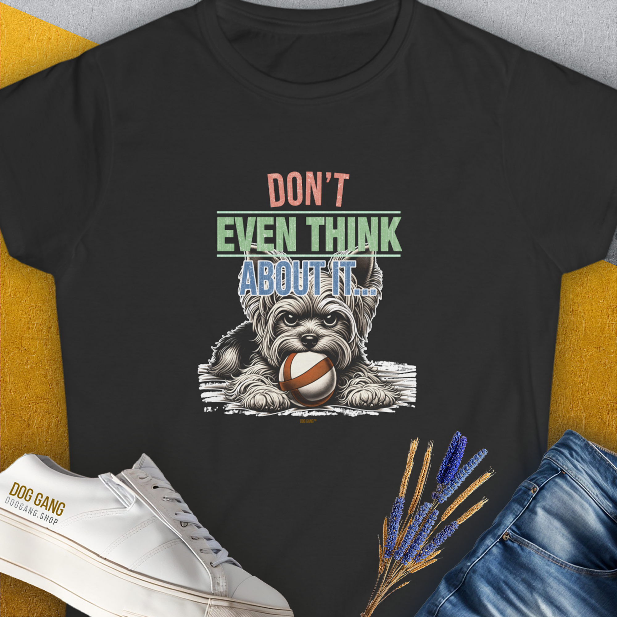 Don&#39;t Even Think About It..., Volume 3, Women&#39;s T-Shirt-Black. A perfect gift for dog lovers and dog owners. Design by Dog Gang